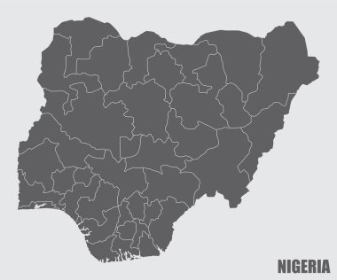 Nigeria administrative map isolated on white background