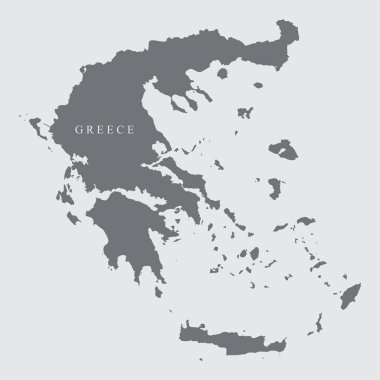 Yunanistan harita silueti ışık arka planında izole edildi