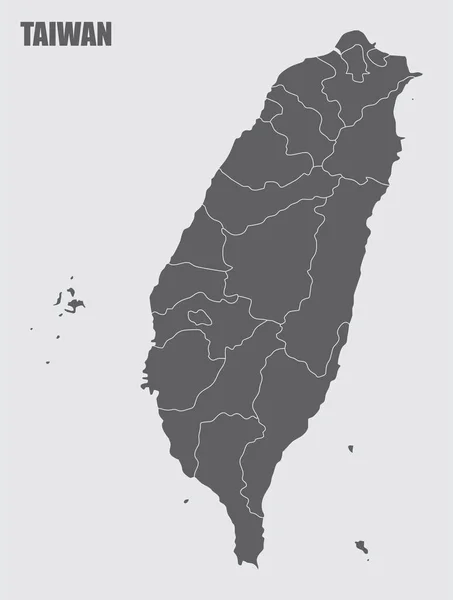 光を背景に孤立した台湾行政地図 — ストックベクタ