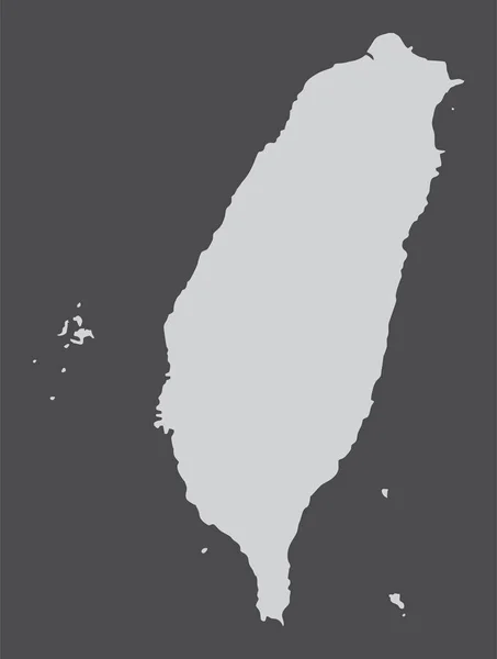 Tajvan Térkép Sziluett Elszigetelt Sötét Háttér — Stock Vector