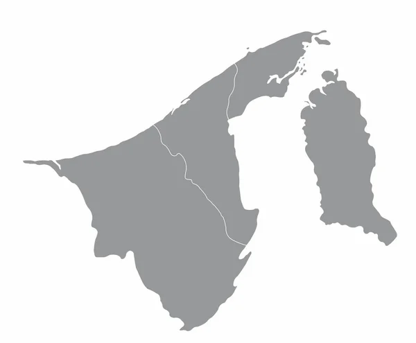Peta Administratif Brunei Diisolasi Pada Latar Belakang Putih - Stok Vektor