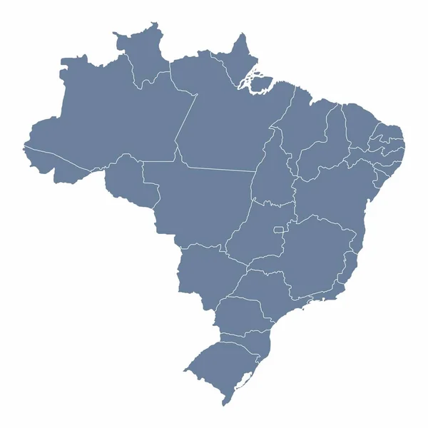 Brazilië Administratieve Kaart Geïsoleerd Witte Achtergrond — Stockvector