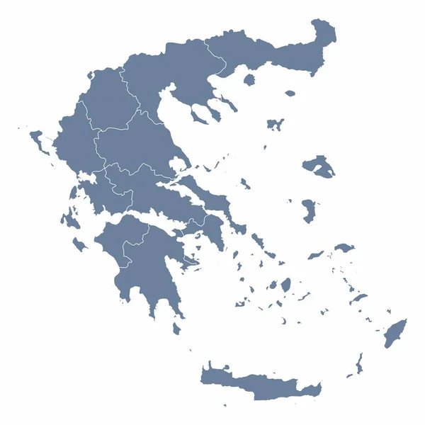Grécia Mapa Administrativo Isolado Sobre Fundo Branco — Vetor de Stock