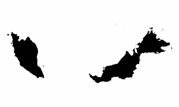 Malaisie Carte Silhouette Isolée Sur Fond Blanc — Image vectorielle