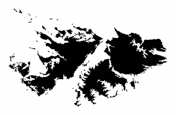 Νήσοι Φώκλαντ Χάρτη Σιλουέτα Απομονωμένη Λευκό Φόντο — Διανυσματικό Αρχείο