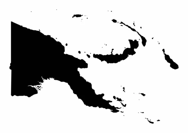 Pápua Guinea Térképe Sziluett Elszigetelt Fehér Háttér — Stock Vector