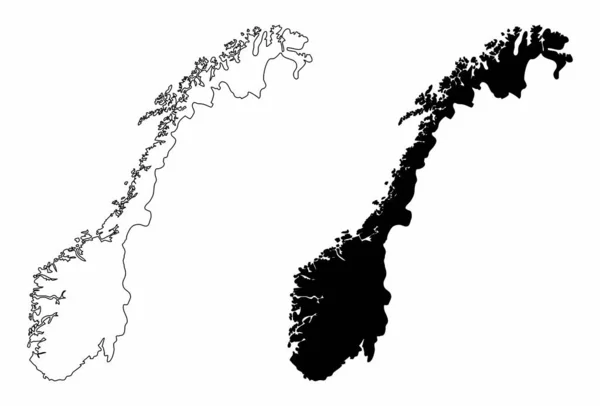 Норвезькі Контурні Карти Ізольовані Білому Тлі — стоковий вектор