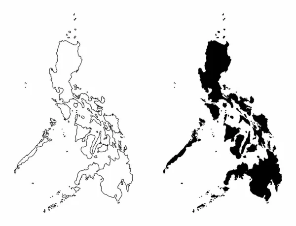 Філіппіни Контурні Карти Ізольовані Білому Тлі — стоковий вектор