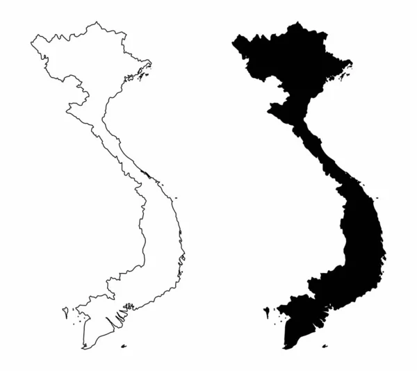 ベトナム輪郭マップは白い背景に隔離されています — ストックベクタ
