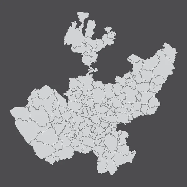 メキシコの暗い背景に孤立したハリスコ州の行政地図 — ストックベクタ
