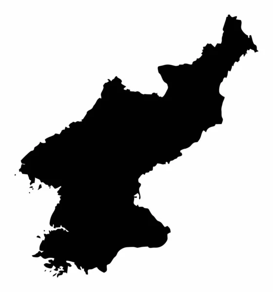 Βόρεια Κορέα Χάρτη Σιλουέτα Απομονωμένη Λευκό Φόντο — Διανυσματικό Αρχείο
