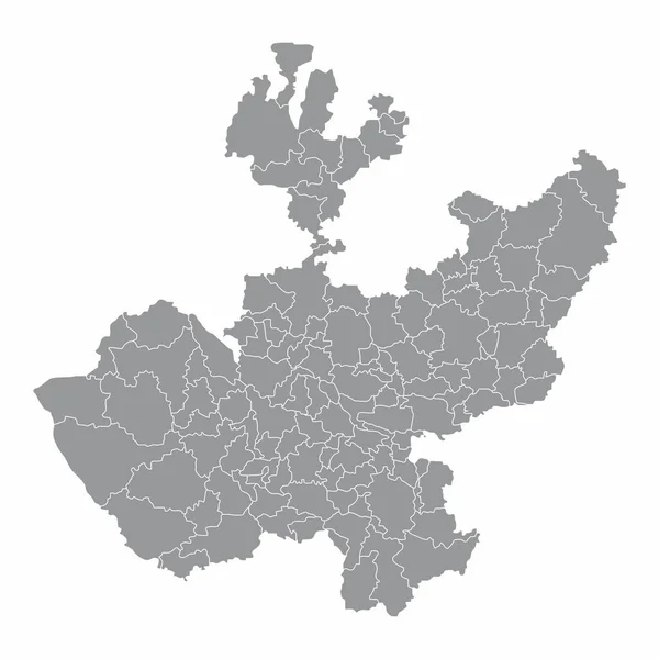 Mappa Amministrativa Jalisco Isolata Sfondo Bianco Messico — Vettoriale Stock