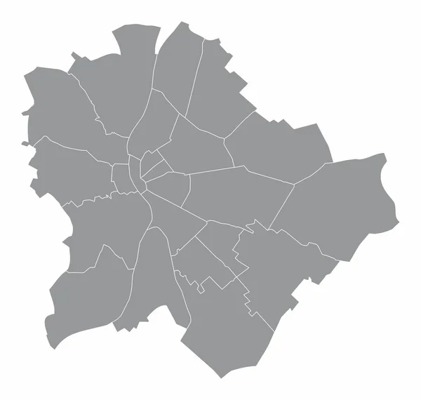 Budapest Carte Administrative Isolée Sur Fond Gris Hongrie — Image vectorielle