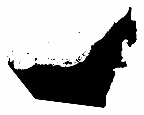 Karte Vereinigte Arabische Emirate Silhouette Isoliert Auf Weißem Hintergrund — Stockvektor
