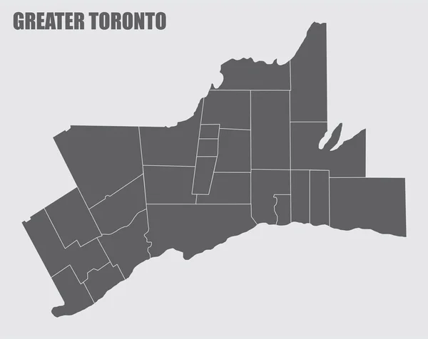 Більша Карта Торонто Ізольована Сірому Фоні — стоковий вектор