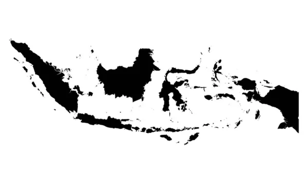 Indonésia Silhueta Mapa Isolado Fundo Branco — Vetor de Stock