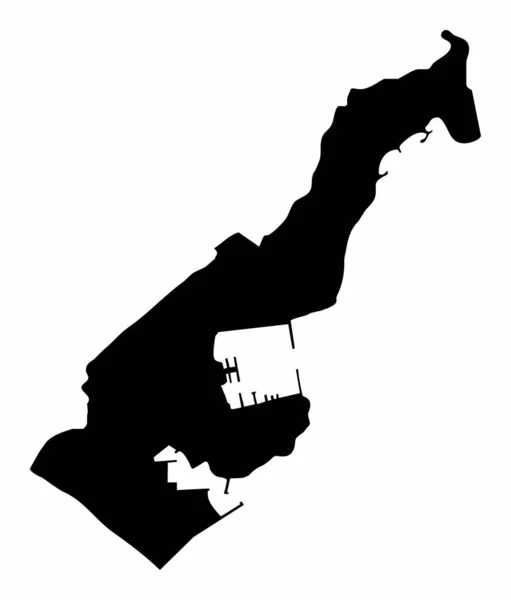 Monako Mapa Silueta Izolované Bílém Pozadí — Stockový vektor