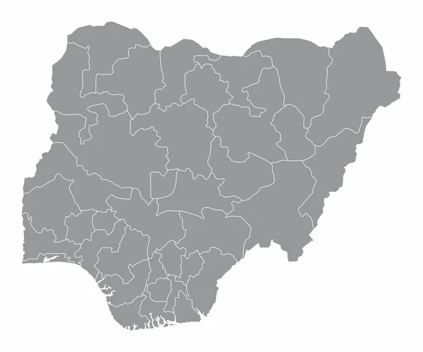 Nigerias Administrativa Karta Isolerad Vit Bakgrund — Stock vektor