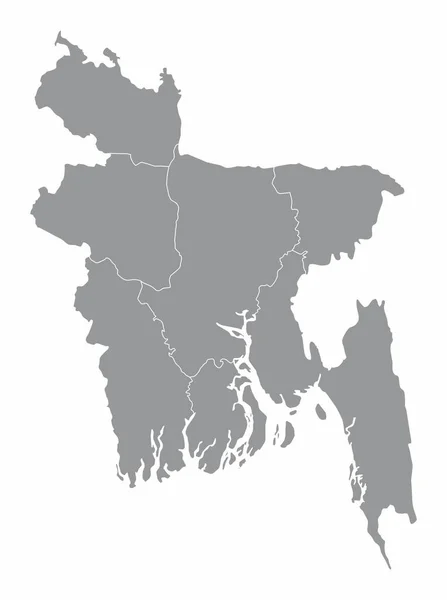 Peta Administratif Bangladesh Diisolasi Pada Latar Belakang Putih - Stok Vektor