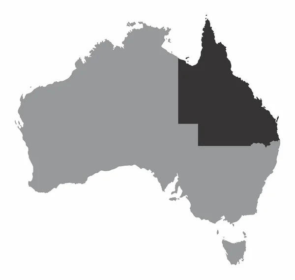 Карта Квинсленда Австралии Белом Фоне — стоковый вектор