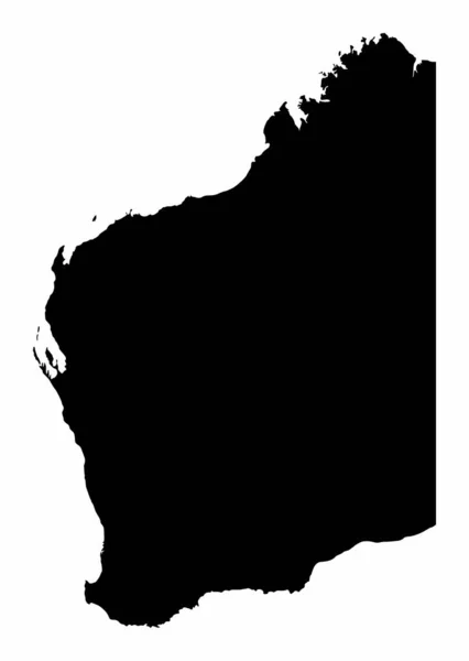 Western Australia Map Silhouette Isolated White Background — Stock Vector