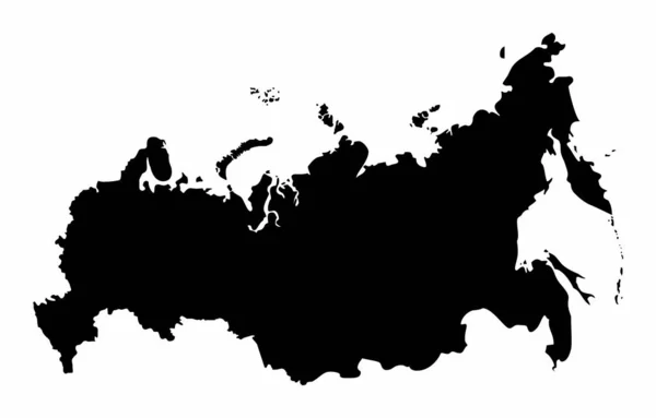 Russland Karte Silhouette Isoliert Auf Weißem Hintergrund — Stockvektor