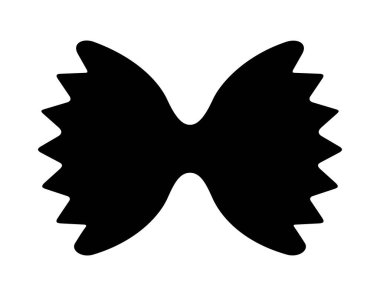 Farfalle makarna koyu siluet beyaz arka planda izole