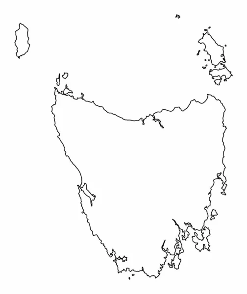 Tasmanië Kaart Omtrek Geïsoleerd Witte Achtergrond Australië — Stockvector