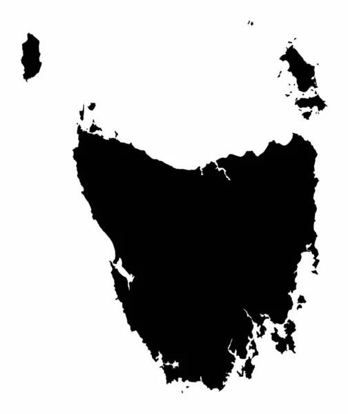 タスマニア地図のシルエットは オーストラリアの白い背景に隔離されています — ストックベクタ