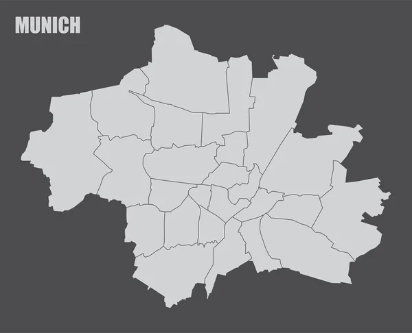 München Város Közigazgatási Térkép Elszigetelt Sötét Háttérrel Németország — Stock Vector