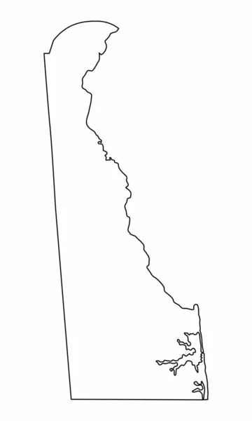 Delaware Státní Mapa Obrys Izolované Bílém Pozadí — Stockový vektor