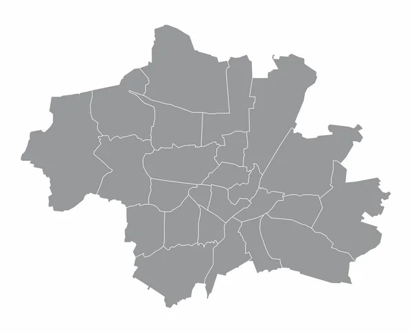 Мюнхенське Місто Адміністративна Карта Ізольована Білому Тлі Німеччина — стоковий вектор