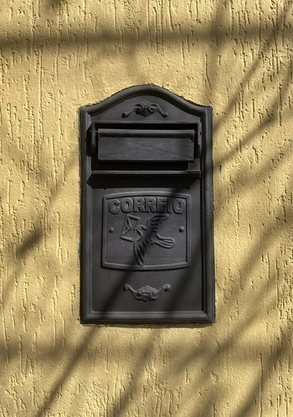 Iron Mail Box Wall Word Correio Means Mail Portuguese — Stock Photo, Image