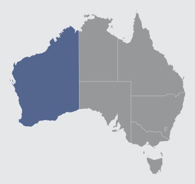 Batı Avustralya haritası Avustralya 'da vurgulandı