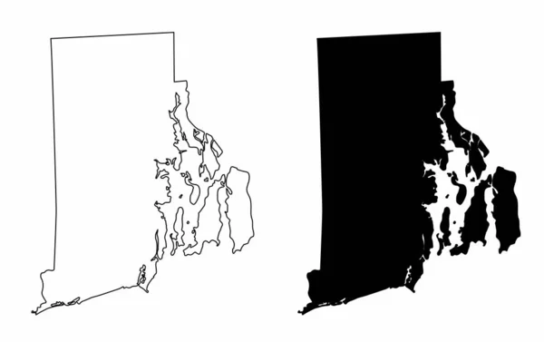 Силуетні Карти Род Айленду — стоковий вектор
