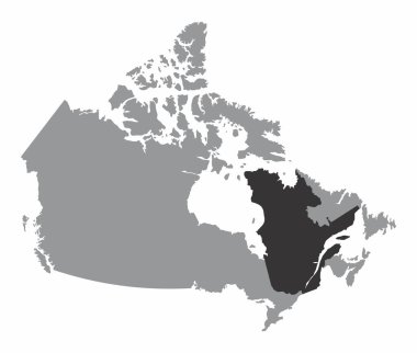 Kanada 'daki Quebec haritası beyaz arkaplanda