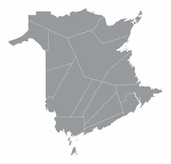 Brunswick Administrativ Karta Isolerad Vit Bakgrund Kanada — Stock vektor