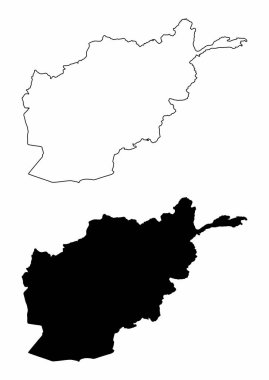 Siyah beyaz Afganistan siluet haritaları