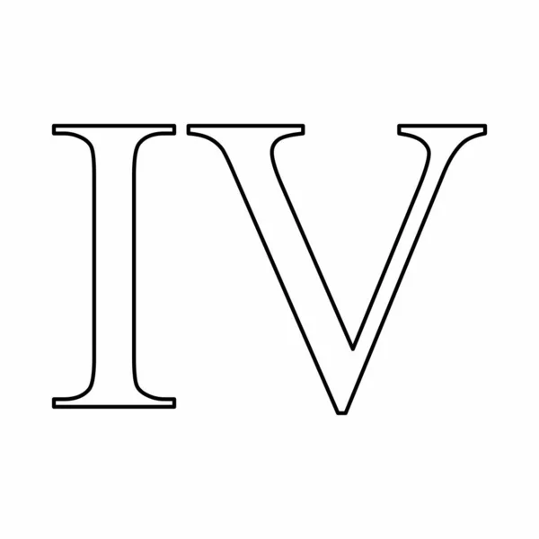 Symbole Romain Numéro Contours Noirs Sur Fond Blanc — Image vectorielle