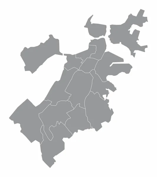 Boston Cidade Mapa Administrativo Isolado Sobre Fundo Branco —  Vetores de Stock