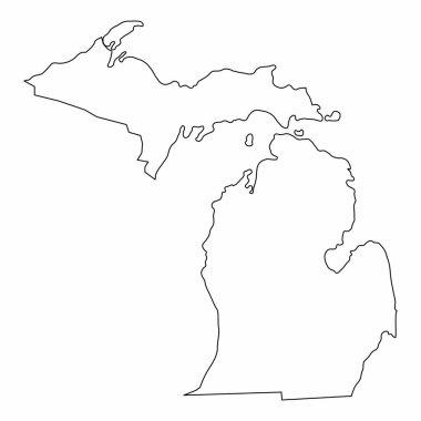 Michigan eyalet haritası beyaz arkaplanda izole edildi