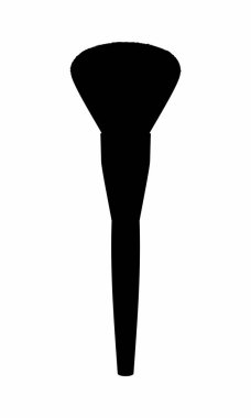 Makyaj fırçası koyu renk siluet beyaz arkaplanda izole edildi