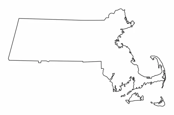 Περίγραμμα Χάρτη Μασαχουσέτης Απομονωμένο Λευκό Φόντο — Διανυσματικό Αρχείο