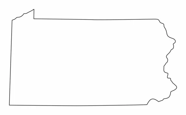 Pennsylvania Kaart Overzicht Geïsoleerd Witte Achtergrond — Stockvector