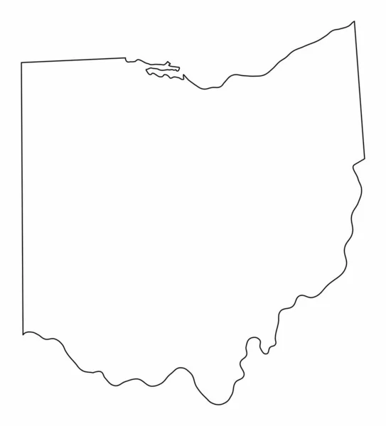 Ohio Karta Kontur Isolerad Vit Bakgrund — Stock vektor
