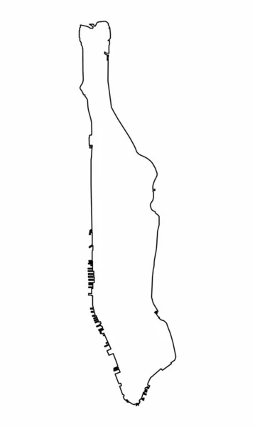 在白色背景下孤立的曼哈顿地图轮廓 — 图库矢量图片