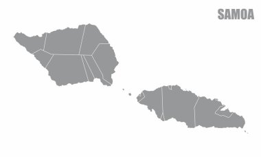 Samoa idari haritası beyaz arkaplanda izole edildi