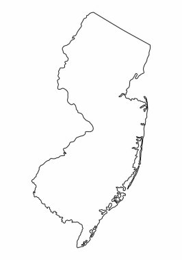 New Jersey haritası beyaz arka planda izole edildi