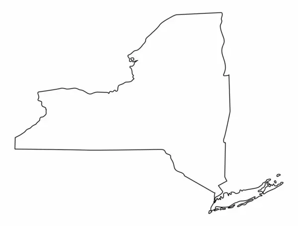 Περίγραμμα Χάρτη Της Νέας Υόρκης Απομονωμένο Λευκό Φόντο — Διανυσματικό Αρχείο