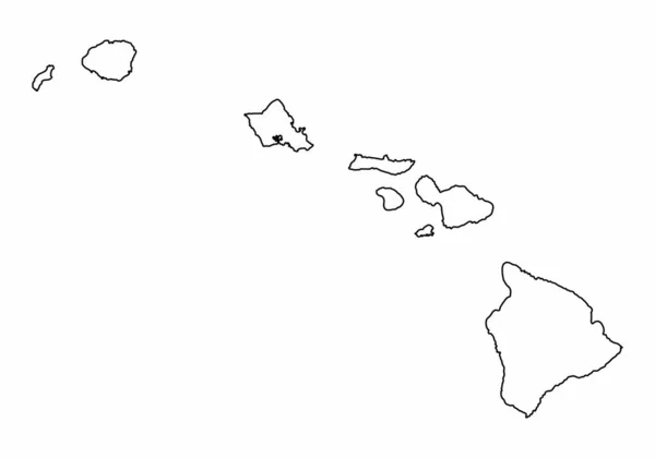 Carte Hawaï Isolée Sur Fond Blanc — Image vectorielle